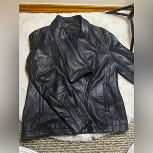 Perforated Black Leather Jacket - Women An